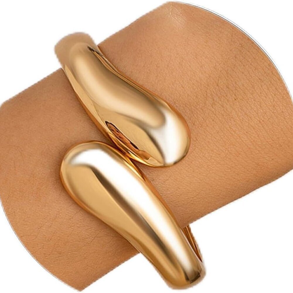 Gold Bangle Bracelet for Women Chunky Waterdrop Cuff Jewelry Gift